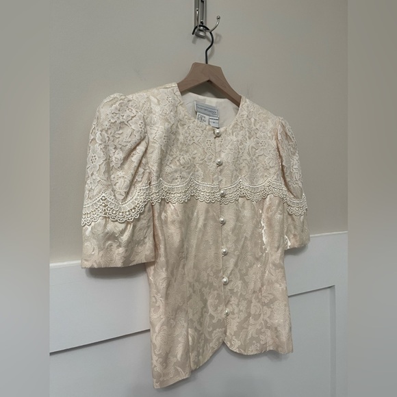 Scott McClintock Vintage Formal Cream Paisley Print Skirt Suit Size 4 - Picture 4 of 13